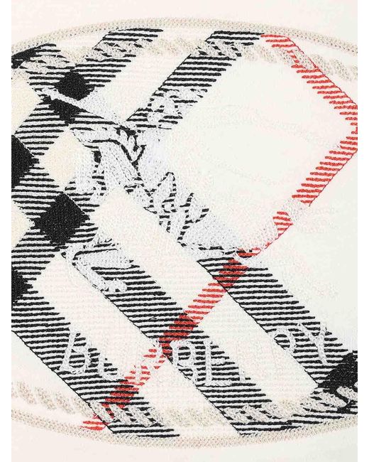 Burberry White Knight Check Print Cotton T-Shirt for men