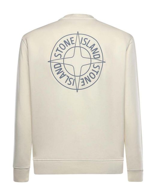 Stone Island White Cotton Sweatshirt With Print for men