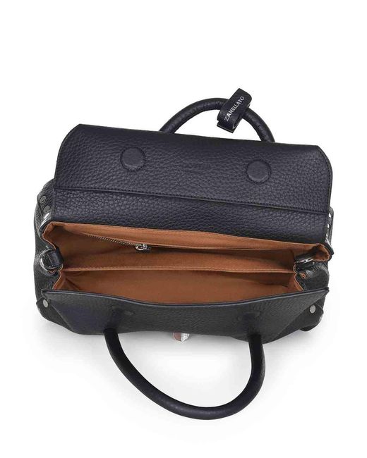 Zanellato Black Bag Made Of Hammered Leather