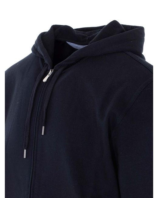 Brunello Cucinelli Blue Zip Up Sweatshirt for men