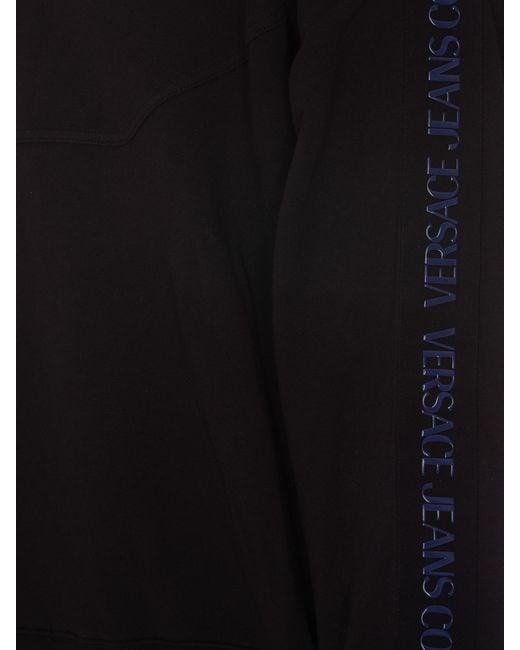 Versace Jeans Couture Black Front Logo Patch Hoodie for men