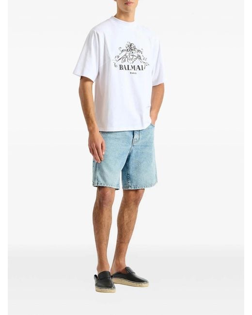 Balmain White T-Shirt for men