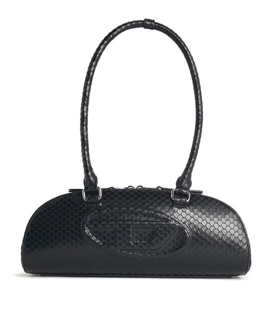 DIESEL Black 1Dr Dome-Bowling Leather Bag
