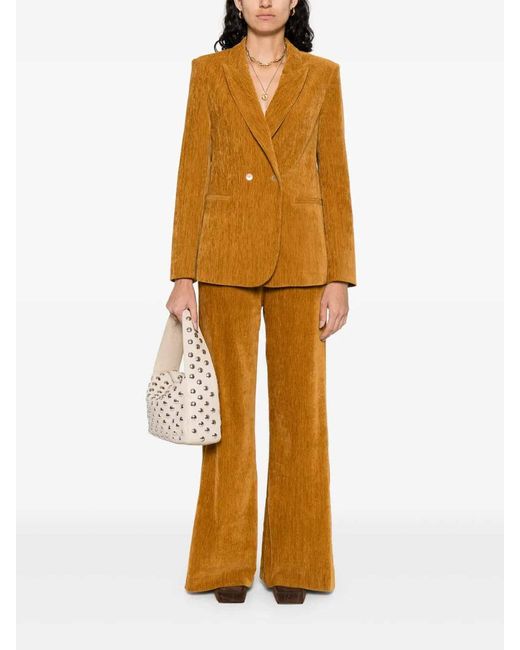 Forte_forte Orange Double Velvet High Waist Pants