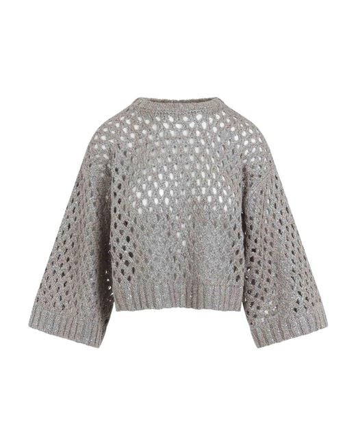 Brunello Cucinelli Gray Rete Sweater