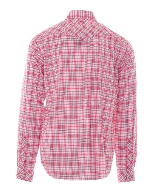 Versace Pink And Informal Check Shirt for men