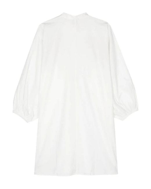 Essentiel Antwerp White Frilled Puff Sleeve Dress