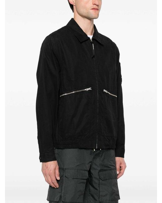 C P Company Black Cotton Micro-Reps Jacket for men