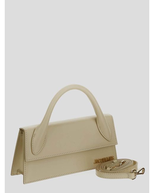 Jacquemus Metallic Handbag In Ivory With Reinforced Top