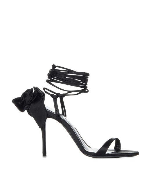 Magda Butrym Satin Sandals With 3d Flowers in Black | Lyst