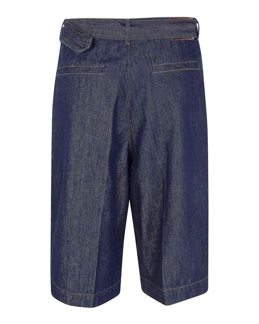 Dries Van Noten Blue Peaches Bis Shorts Denim