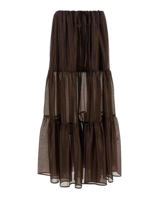 Twinset Brown Flounces Skirt