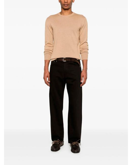 Drumohr Natural Long Sleeve Crew-Neck Sweater for men