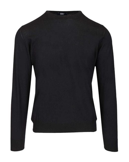 Fedeli Black Long-Sleeved Sweater for men