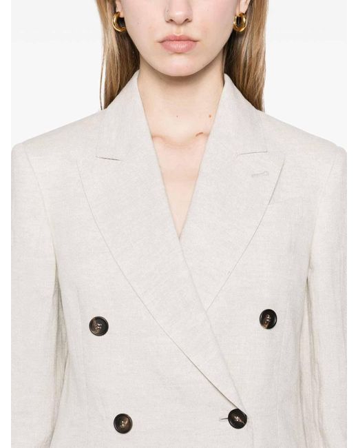Brunello Cucinelli White Blazer With Lam Details