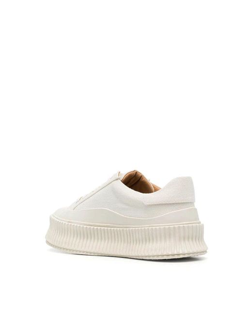 Jil Sander White Canvas Low-Top Sneakers