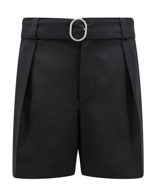 Jil Sander Black Wool Shorts With Belt for men
