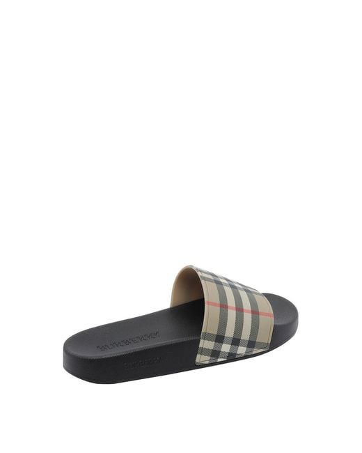 Burberry Gray Check Sliders