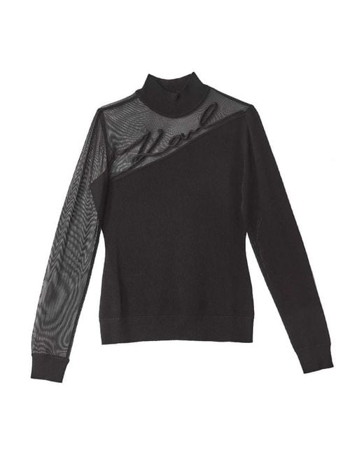 Karl Lagerfeld Black Karl Signature Mock Neck