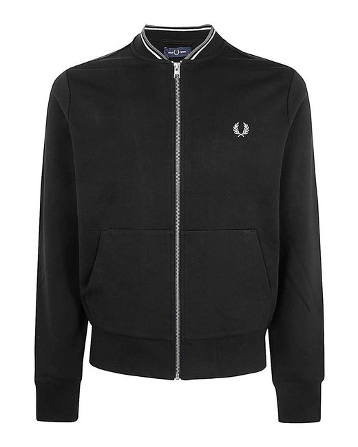 Fred Perry Black Zip Through Sweatshirt for men