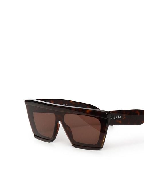 Alaïa Brown Rectangular Acetate Sunglasses