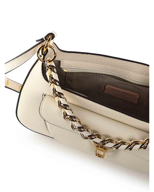 Coccinelle White Beat Generation Medium Leather Bag