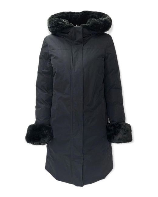Woolrich Blue Long Eco Down Jacket With Hood