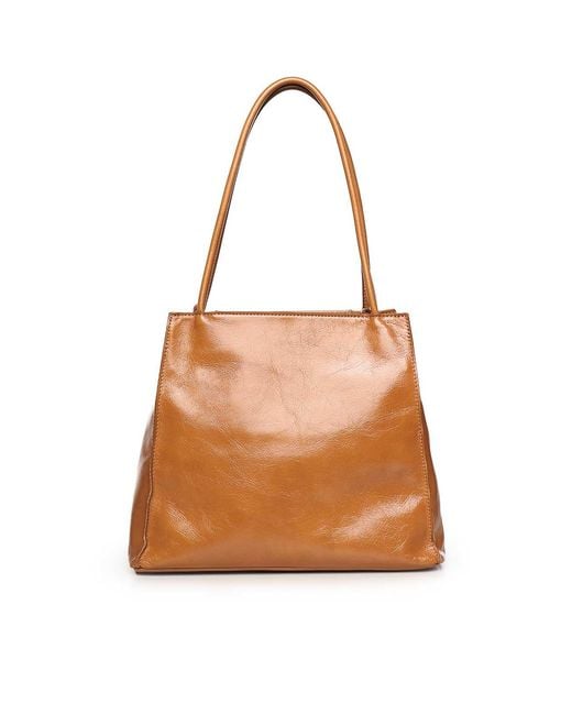BIASIA Brown Leather Shoulder Bag