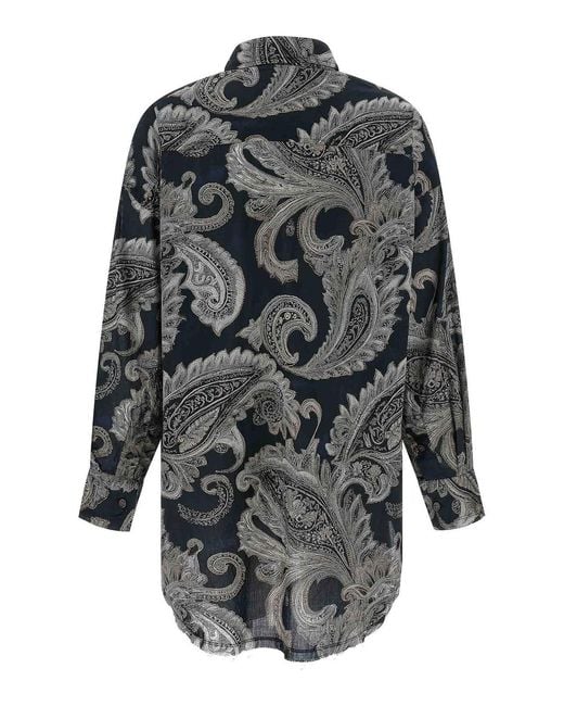 R13 Gray Paisley Print Shirt