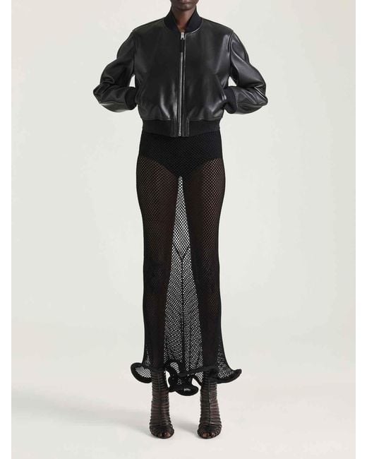 Givenchy Black Cropped Bomber Jacket Zip Front Pockets