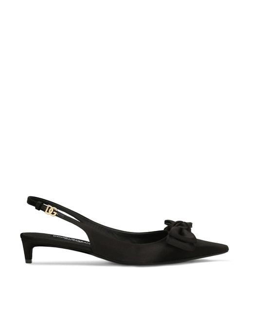 Dolce & Gabbana Black Satin Sling And Bow