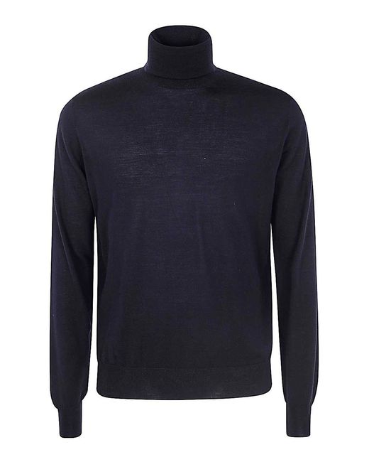 FILIPPO DE LAURENTIIS Blue Long Sleeves Merinos Turtleneck for men