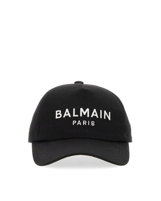 Balmain Black Baseball Hat With Logo for men