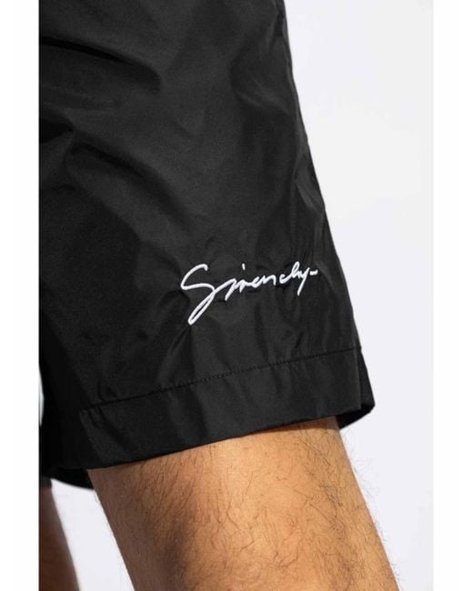 Givenchy Black Logo-Embroidered Swim Shorts for men