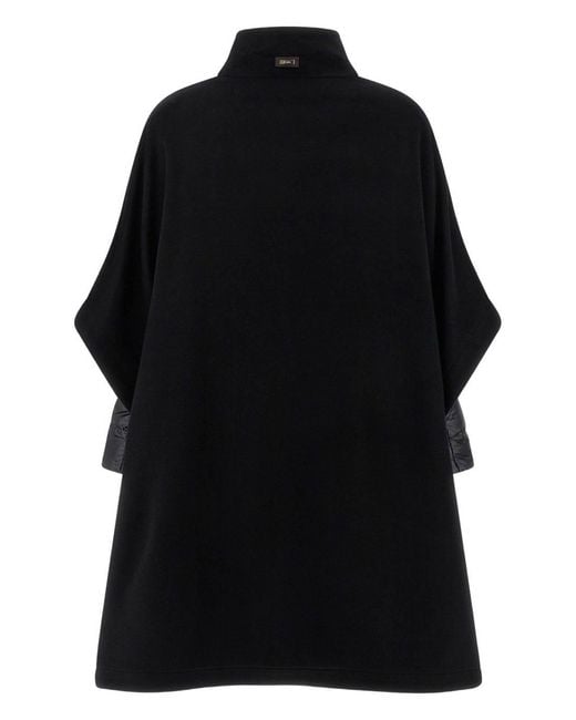 Herno Black Sable-Finish Wool Cape-Like Coat