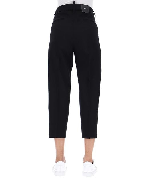 DSquared² Blue Cropped Wool Trousers With Contrasting Bands