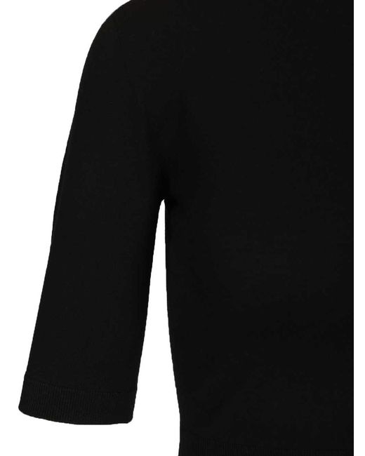 Max Mara Black Stretch Viscose Crop Turtleneck