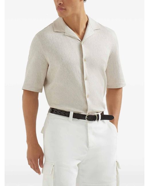 Brunello Cucinelli White Short Sleeve Shirt for men