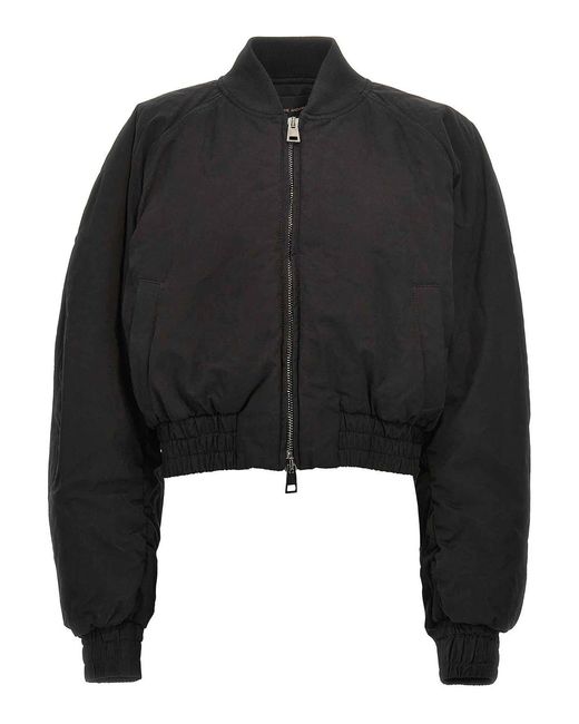 ANDAMANE Black Sierra Cropped Bomber Jacket