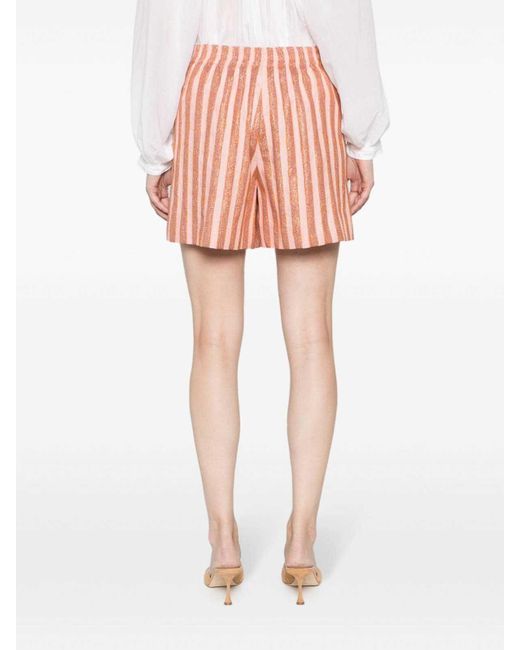 Forte Forte Pink Cotton And Linen Striped Shorts