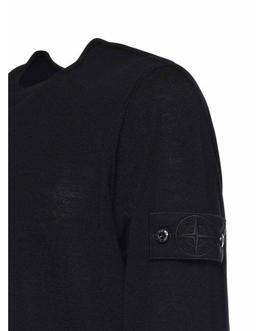 Stone Island Black Cotton Knit Jumper for men
