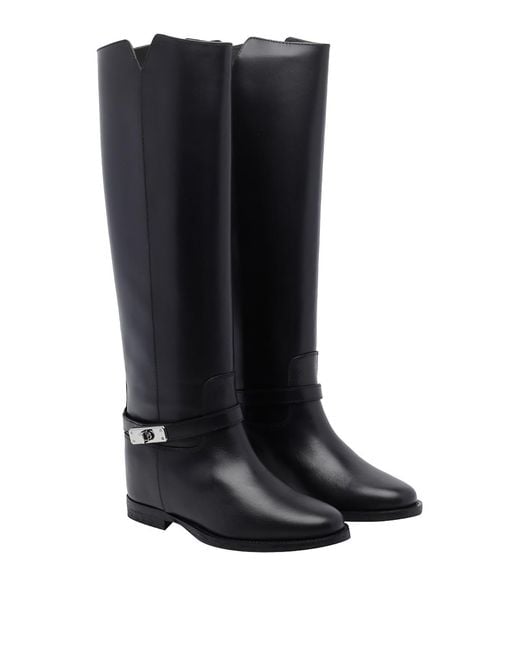 Via Roma 15 Black Via Roma Padlock Leather Boots