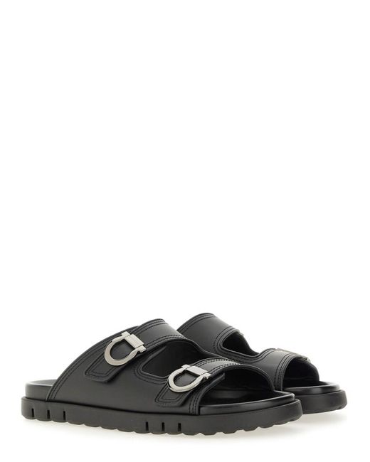 Ferragamo Black Double-Strap Sandal for men