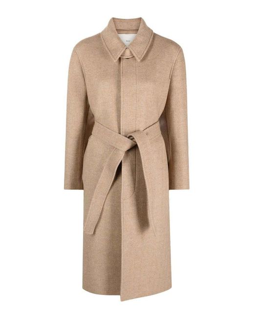 DUNST Belted Wool Trench Coat in Natural Lyst