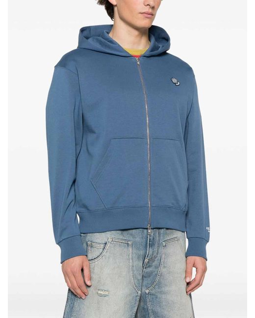 KENZO Blue Pop Crest Cotton Hoodie for men