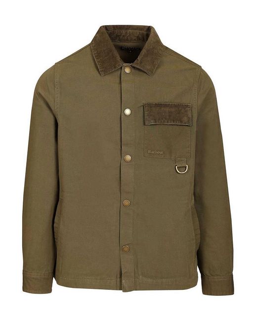 Barbour Green Declan Overshirt With Patchwork Design for men