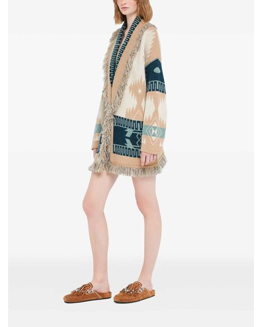 Alanui Blue Icon Jacquard Cardigan