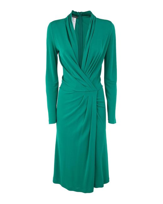 Alberta Ferretti Green Midi Wrap Dress