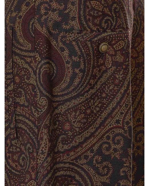 Etro Brown Paisley Print Pants
