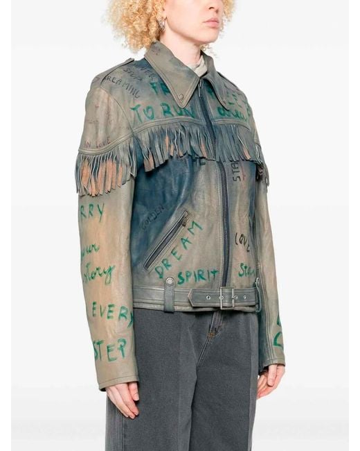 Golden Goose Deluxe Brand Blue 'Journey' Full Zip Jacket 'Olimpia' Lettering